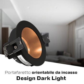 Round recessed spotlight with GU10 socket IP20 hole 70mm CHILL-OUT SERIES Desing Dark Light adjustable black and gold reflector