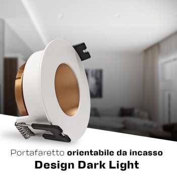 Round recessed spotlight holder with GU10 socket IP20 hole 70 mm CHILL-OUT SERIES Desing Dark Light white with gold reflector