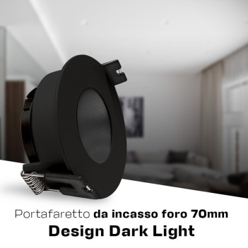 Round recessed spotlight holder with GU10 socket IP20 hole 70 mm CHILL-OUT SERIES Desing Dark Light black with black reflector