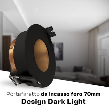 Round recessed spotlight holder with GU10 socket IP20 hole 70 mm CHILL-OUT SERIES Desing Dark Light black with gold reflector