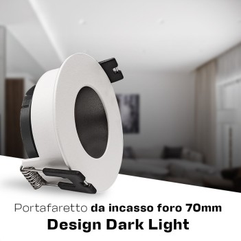 Round recessed spotlight holder with GU10 socket IP20 hole 70 mm CHILL-OUT SERIES Desing Dark Light white with black reflector