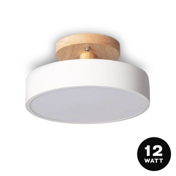 Circular 12W Dual White CCT Wooden Led Ceiling Light