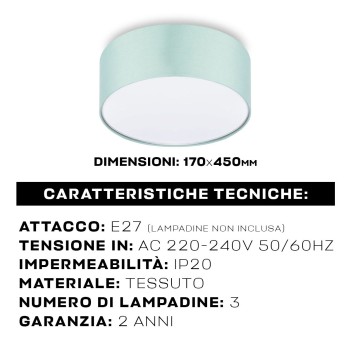 Lampada decorativa da Soffitto in tessuto con attacco E27 colore Verde