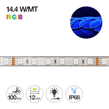 Strip led 72W 24V RGB multicolore impermeabile IP68 PCB da 12mm