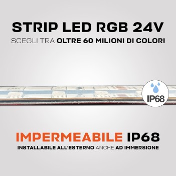 Strip led 72W 24V RGB multicolore impermeabile IP68 PCB da 12mm
