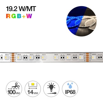 Striscia Led RGBW 96W 24V IP68 PCB 14mm Bobina da 300 SMD 5050