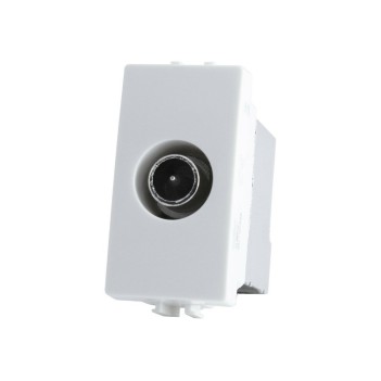 Whiter Male Pass-Through TV Socket - Compatible with Bticino