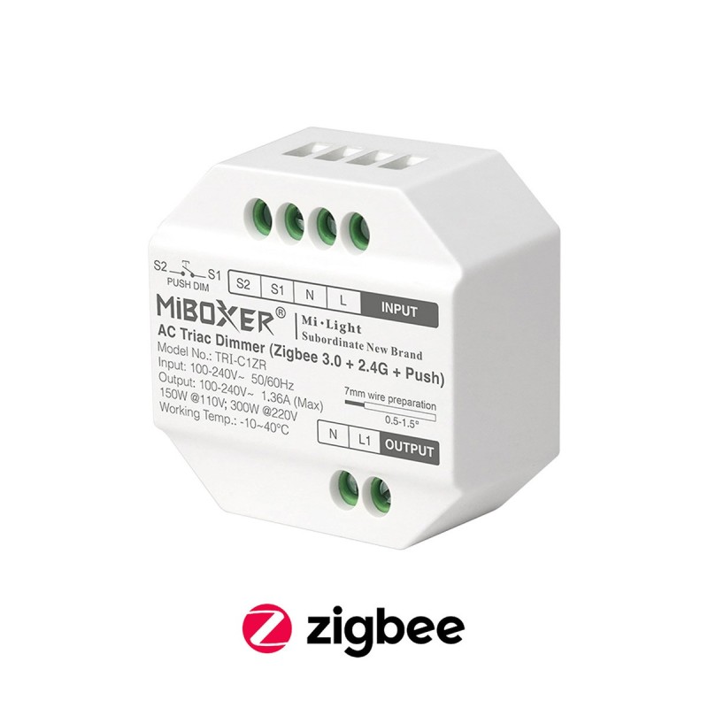 KINGLED | TRI-C1ZR Dimmer Triac Zigbee AC 100-240V RF e Dimming Push