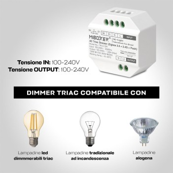 KINGLED | TRI-C1ZR Dimmer Triac Zigbee AC 100-240V RF e Dimming Push