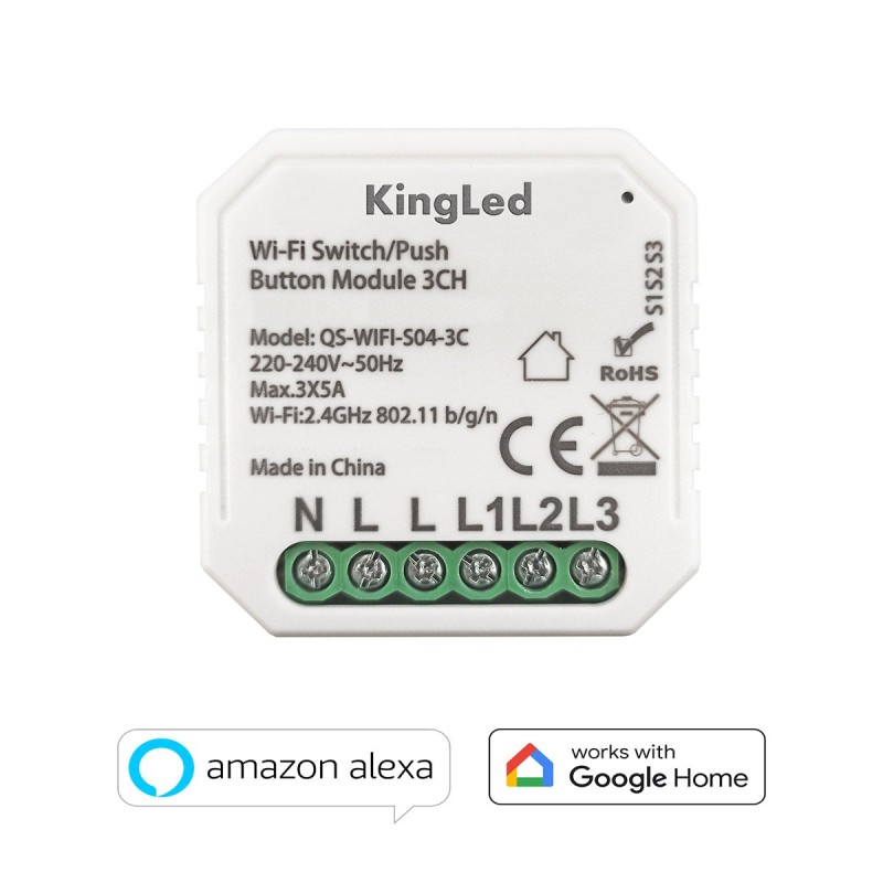 KING LED  Modulo Interruttore/Pulsante 3 canali Smart WiFi AC 230V