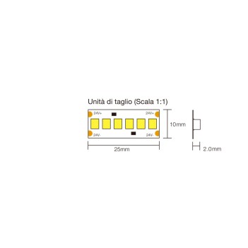Striscia Led 130W 14500lm 24V IP20 PCB 10mm Bobina da 1200