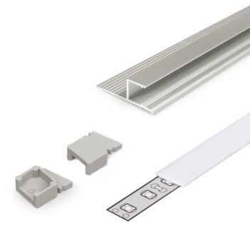 Profilo in Alluminio per illuminazione decorativa OMNI10 per Striscia Led - Anodizzato 2 mt - Kit completo