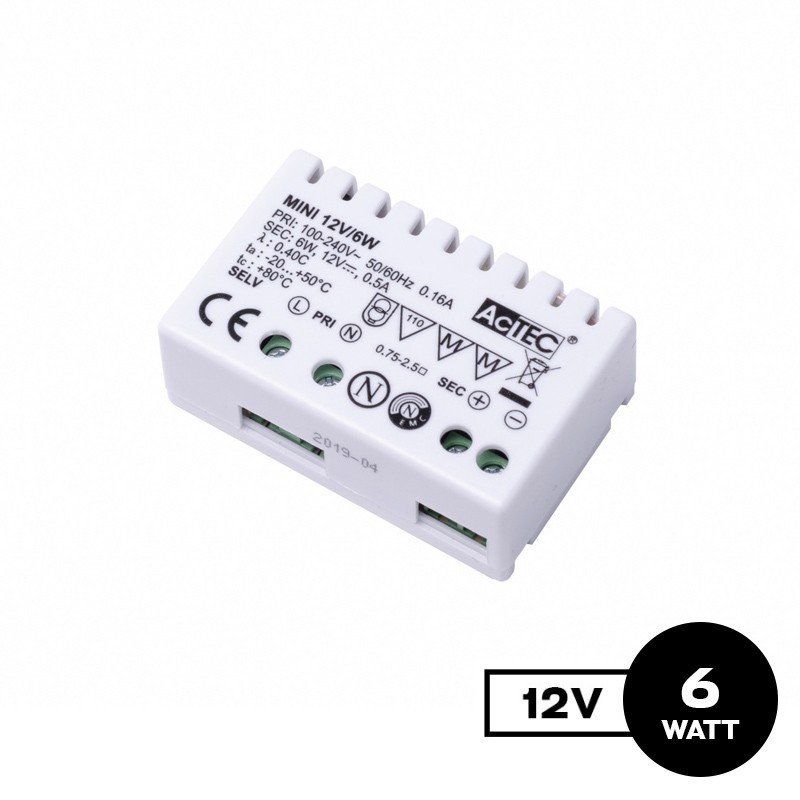 Alimentatore Actec Mini 6W 12V - Mini12V/6W Alimentatore Actec Mini 6W 12V - Mini12V/6W