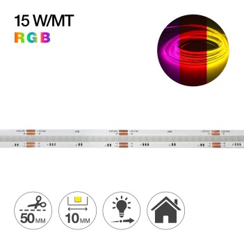 COB RGB LED Strip 75W 24V IP20 PCB 10mm Chip Led Continuous