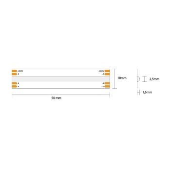 Striscia Led impermeabile COB RGB 75W 24V IP65 PCB 10mm Chip Led Continua