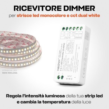 MiBoxer Mi Light FUT035S+ Ricevitore RF per Strip Led Monocolore e CCT Dual White 12/24V