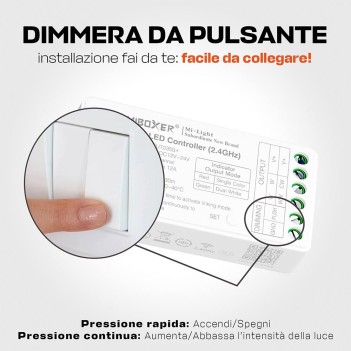 MiBoxer Mi Light FUT035S+ Ricevitore RF per Strip Led Monocolore e CCT Dual White 12/24V
