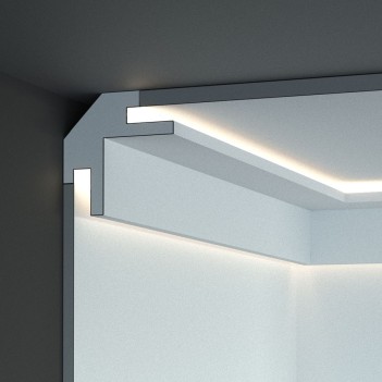 Polystyrene frame for 100 cm indirect corner LED lighting -