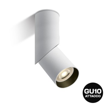 Applique da parete/soffitto con spotlight orientabile SERIE CYLINDER IP20 con attacco GU10 in alluminio colore Bianco