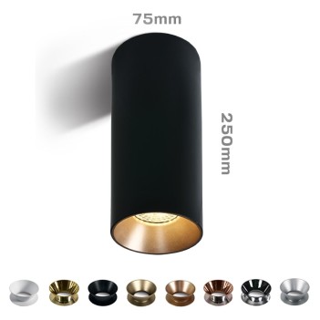 Ceiling Light with GU10 Connection CHILL OUT CYLINDER Series 250mm D75mm Spotlight Colour Black