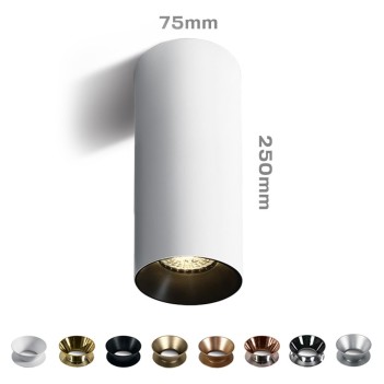 Faretto da Soffitto con Attacco GU10 Serie CHILL OUT CYLINDER 250mm D75mm Spotlight Colore Bianco