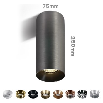 Ceiling Light with GU10 Connection CHILL OUT CYLINDER Series 250mm D75mm Spotlight Colour Titanium