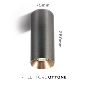 Faretto da Soffitto con Attacco GU10 Serie CHILL OUT CYLINDER 250mm D75mm Spotlight Colore Titanio