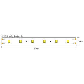 Striscia Led 36W 4000lm 24V IP20 PCB 8mm Bobina da 300 SMD