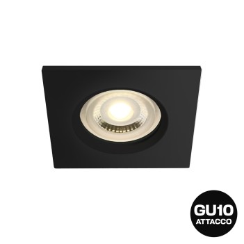 Recessed spotlight holder with waterproof IP65 GU10 socket with 68 mm hole BATHROOM SERIES square colour Black