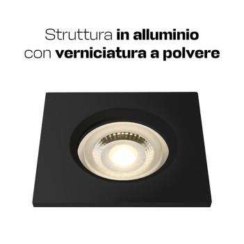 Portafaretto da Incasso quadrato nero impermeabile IP65 Foro 68mm