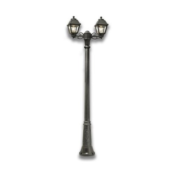 Lampione da giardino con attacco E27 serie Mary 207cm 220V IP55 - Nero 2 punti luce