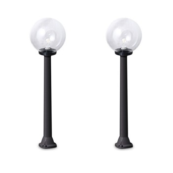 2x Lampione da giardino con attacco E27 serie G250 100cm 220V IP55 - Nero con paralume trasparente
