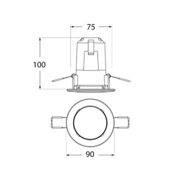 Recessed spotlight holder with IP55 waterproof GU10 socket with 75 mm hole SERIES Teresa color Black