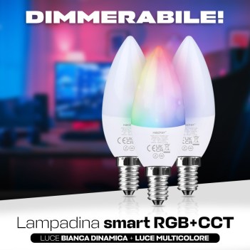 MiBoxer FUT108 | Lampadina Led RGB+CCT attacco E14 da 4W con modulo RF