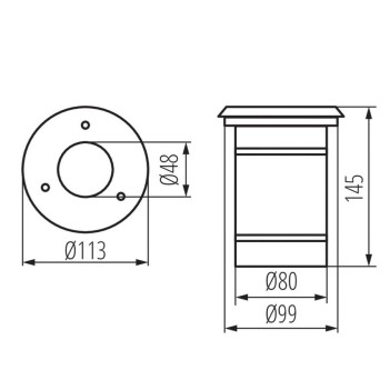 Recessed Downlight with GU10 socket Walkable and Waterproof IP67 Hole 99 mm SERIE Berg - Chrome plated stainless steel