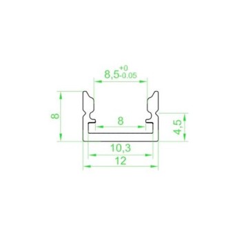 1208 Slim Aluminium Profile for Led Strip - Anodised 3mt - Complete Kit