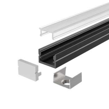 1208 Slim Aluminium Profile for Led Strip - Black 2mt -
