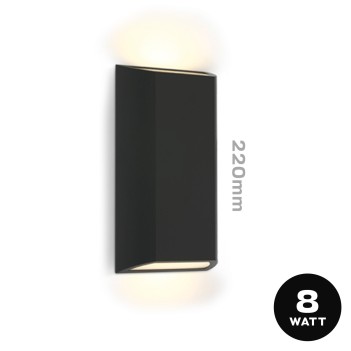 The ROOF| Waterproof 8W IP65 black wall light with bi-directional light