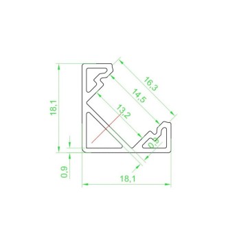 Profilo in alluminio angolare a 45° dissipante per Striscia Led