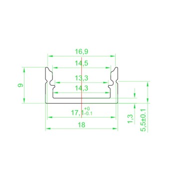 1809 Aluminium Profile for Led Strip - titanium 2mt - Complete Kit en