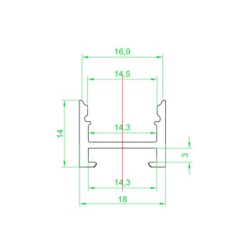 1814 Aluminium Profile for Led Strip with possibility of magnetic installation - Titanium 2mt - Complete Kit