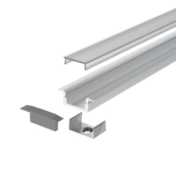 Profilo in Alluminio da Incasso 2609 per Striscia Led - Anodizzato 2mt - Kit Completo