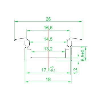 3 metre recessed LED profile for furniture and plasterboard - Mod. 2609