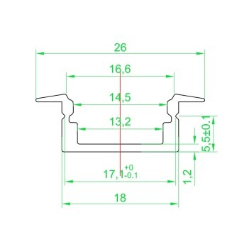 2 metre recessed LED profile for furniture and plasterboard - Mod. 2609