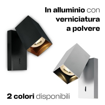 Applique con attacco GU10 Serie RETRO SQUARE orientabile colore Nero