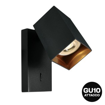 Applique con attacco GU10 Serie RETRO SQUARE orientabile colore Nero