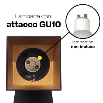 Applique con attacco GU10 Serie RETRO SQUARE orientabile colore Nero