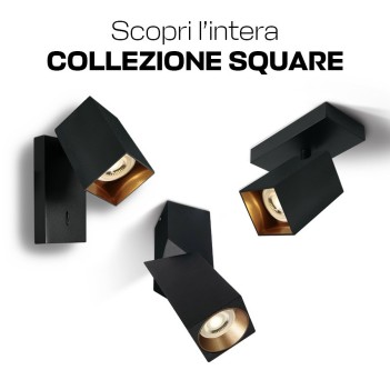 Applique con attacco GU10 Serie RETRO SQUARE orientabile colore Nero