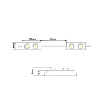 Modulo Led per insegne da 0.4W 12V con 2 LED SMD2835 160D