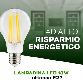 Lampadina Led Filamento E27 18W 2450 lm Diametro 70mm -